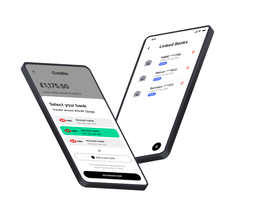 Wildcard bank account linking app screens