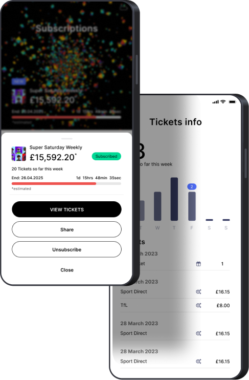Wildcard tickets and subscription app screens